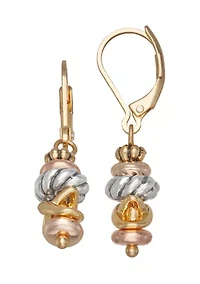 Tri Tone Mixed Stars Drop Earrings