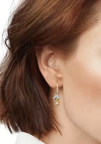 Tri Tone Mixed Stars Drop Earrings
