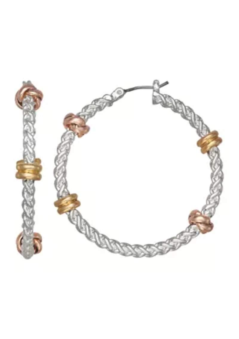 Tri Tone Mixed Hoop Earrings