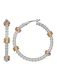 Tri Tone Mixed Hoop Earrings