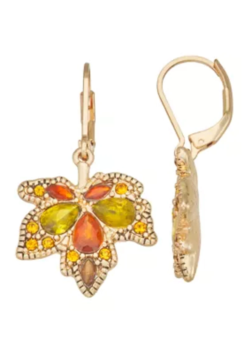 Gold-Tone Multi Leaf Drop Earrings