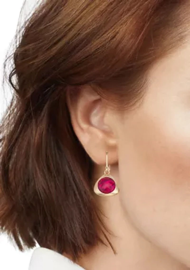 Gold Tone Burgundy Golden Tonals Drop Earrings