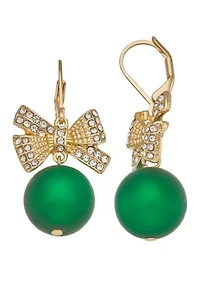 Ball and Bow Drop Earrings