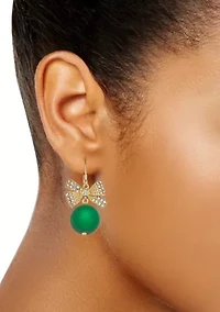 Ball and Bow Drop Earrings