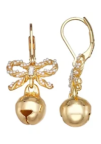 Gold Bow Ornament Drop Earrings