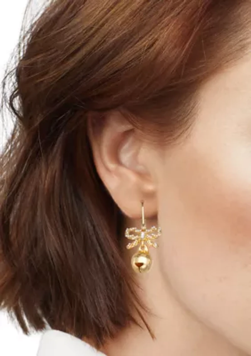 Gold Bow Ornament Drop Earrings