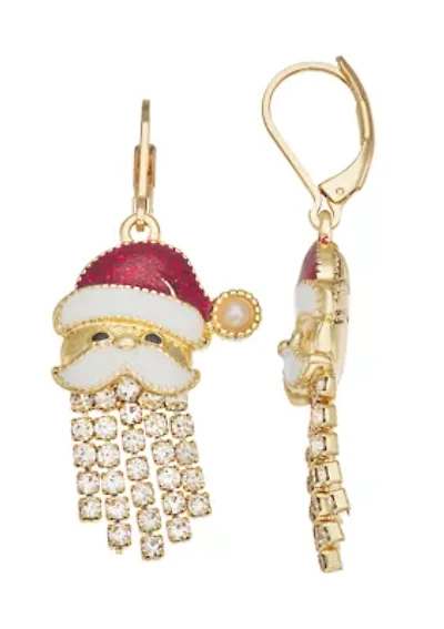  Santa Gold Tone Drop Earrings