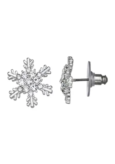 Crystal Snowflake Stud Earrings