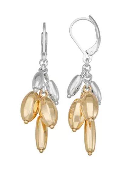 Two Tone Long Drop Earrings