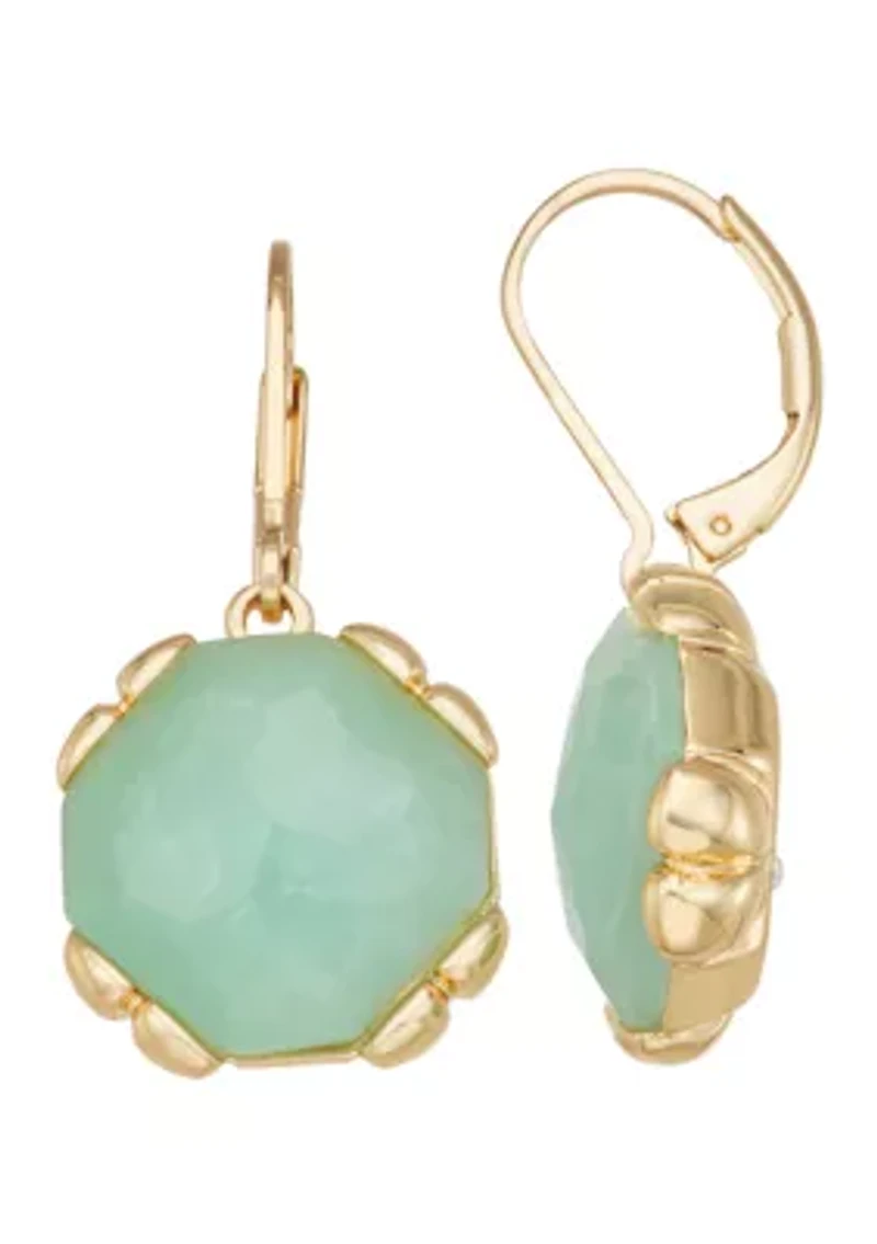 Gold Tone Stone Drop Earrings