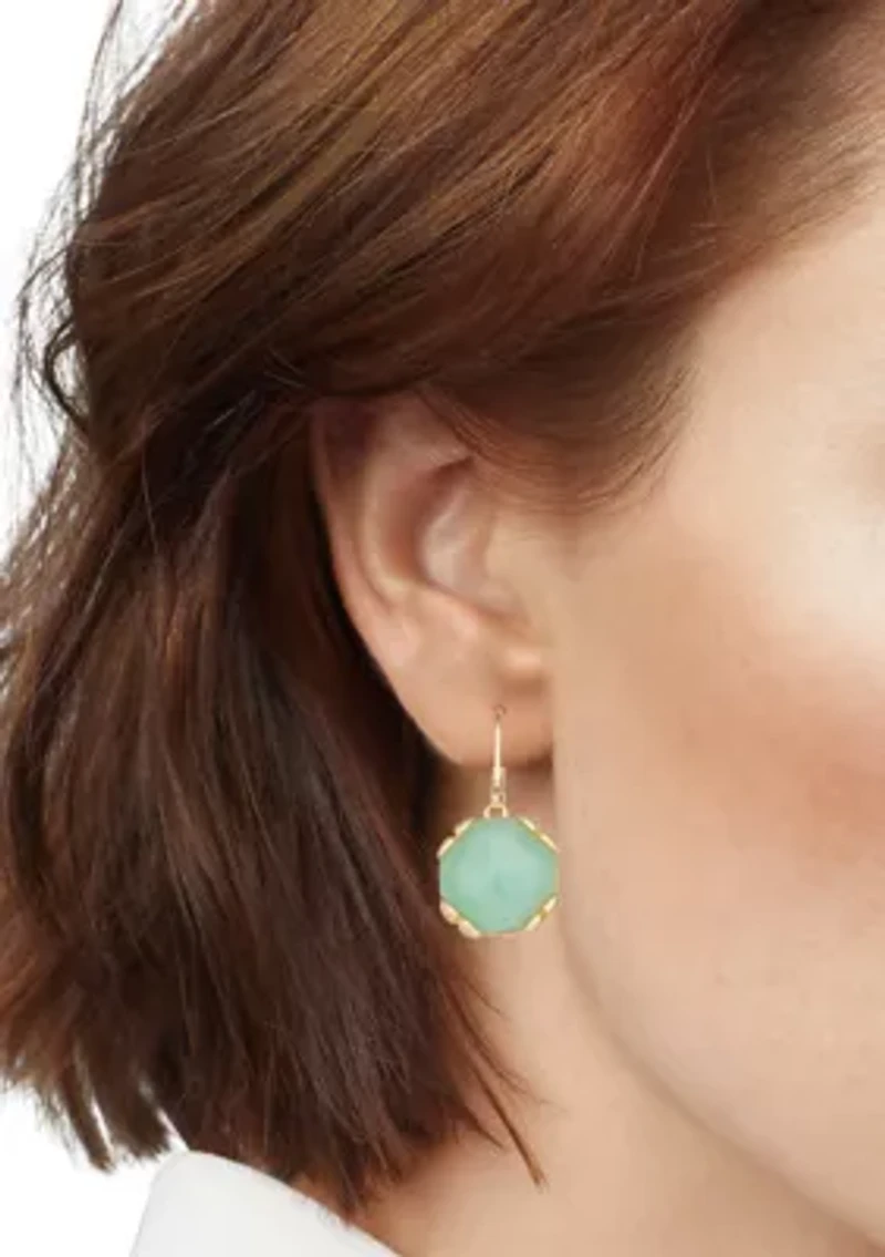 Gold Tone Stone Drop Earrings
