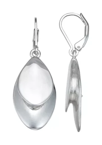 Silver Tone Oval Drop Earrings