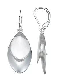 Silver Tone Oval Drop Earrings