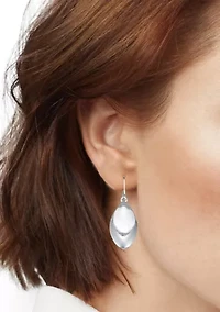 Silver Tone Oval Drop Earrings