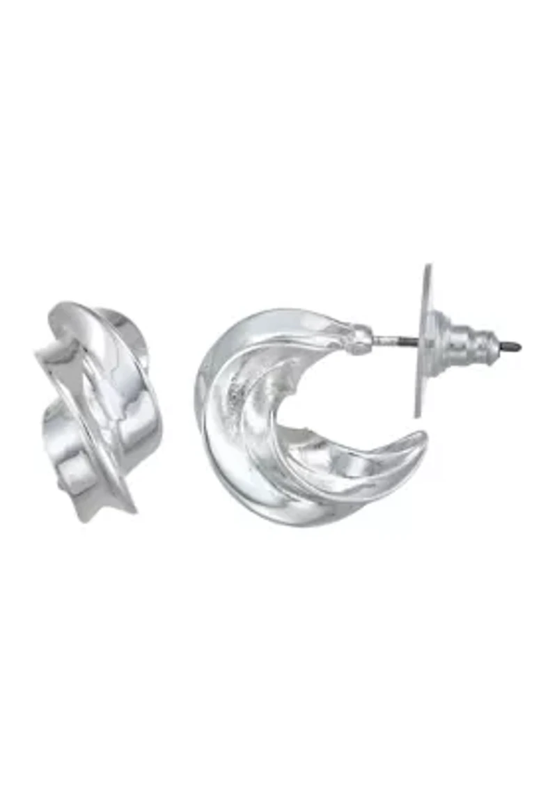 Silver-Tone Element C Hoop Earrings