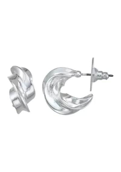 Silver-Tone Element C Hoop Earrings