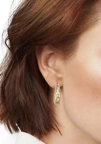  Women's Gold Tone 24 MM Gold Texture Hoop Earrings 