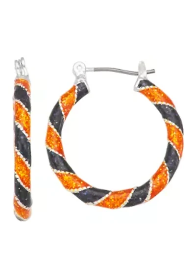 Women's Silver Tone Orange Hoop Earrings