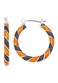 Women's Silver Tone Orange Hoop Earrings