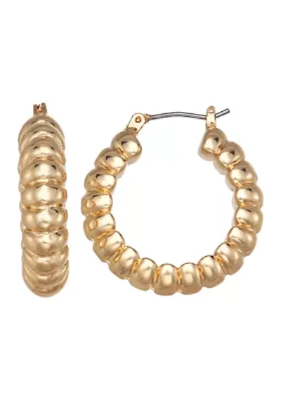 Ridge Gold Tone Hoop Earrings