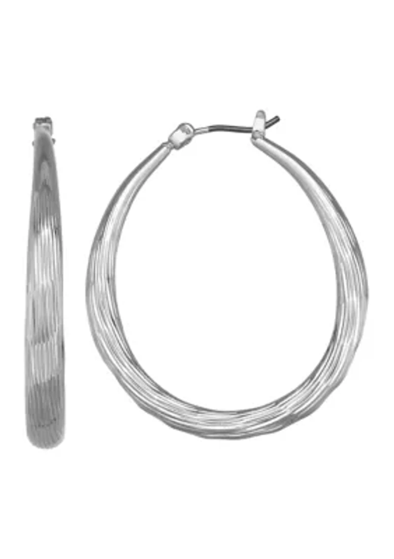  Texture Oval Hoop Earrings Earrings