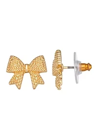  Bow Stud Gold Tone Earrings