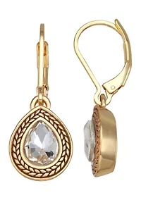 Gold Tone Crystal Teardrop Earrings
