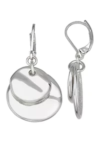Two Disc Silver Tone Drop Earrings