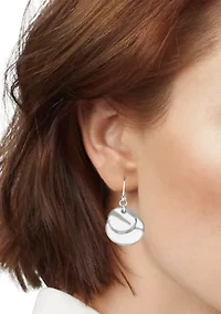 Two Disc Silver Tone Drop Earrings