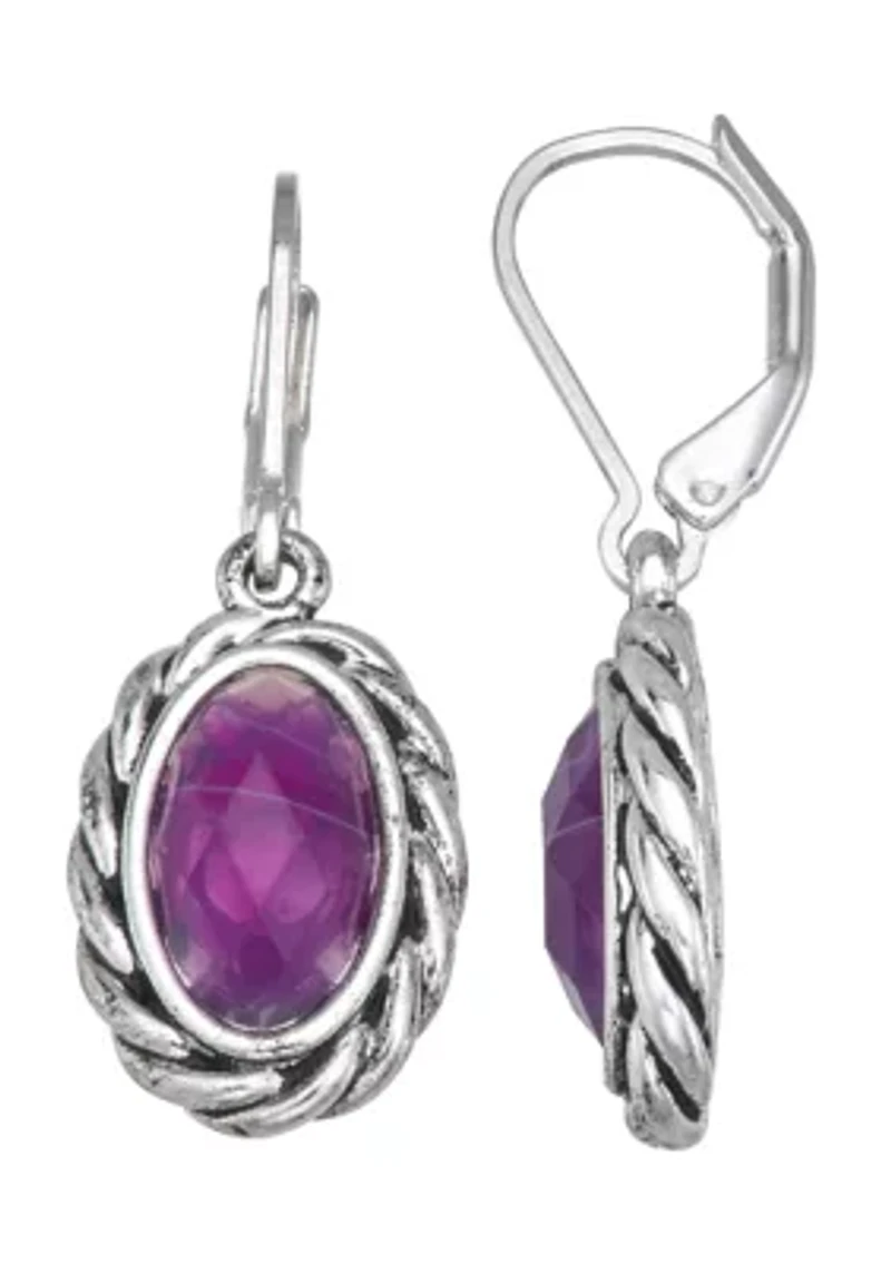Purple Stone Drop Earrings