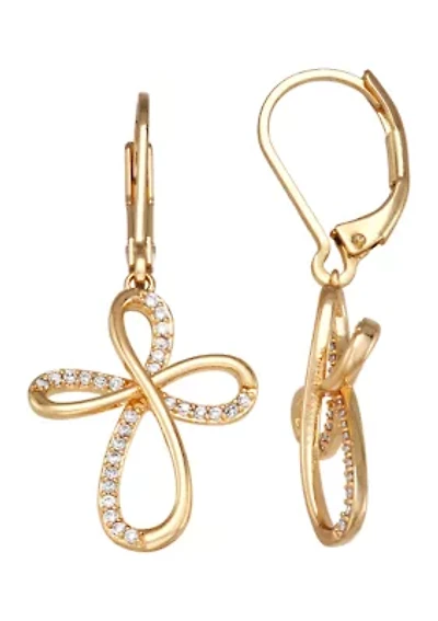 Cross CZ Drop Earrings