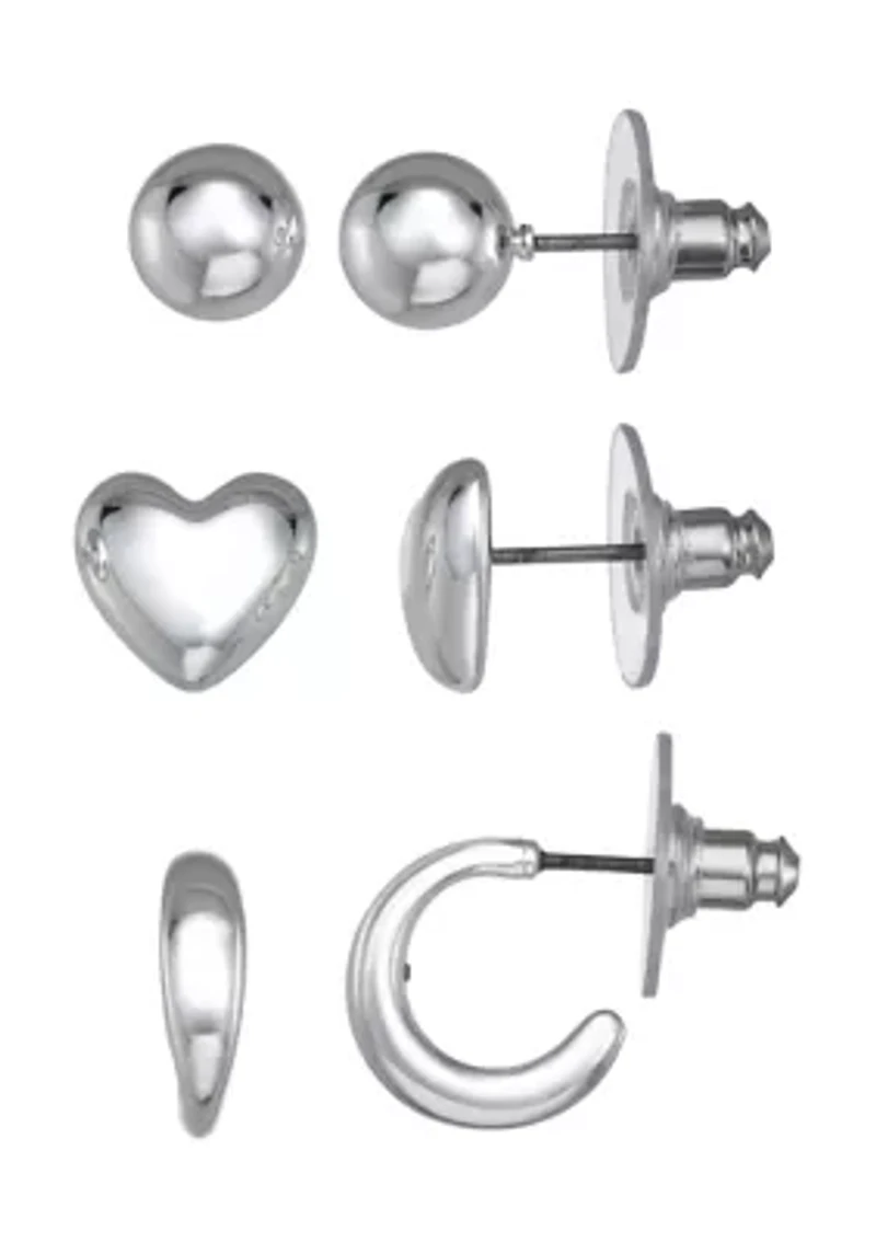 Stud Heart Trio Earrings