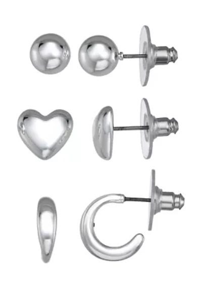 Stud Heart Trio Earrings