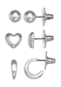 Stud Heart Trio Earrings