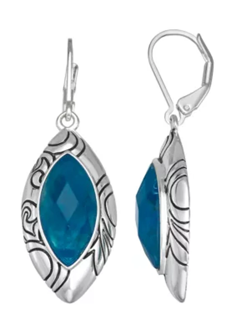 Blue Oval Drop Earrings