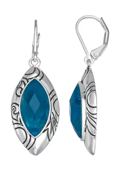 Blue Oval Drop Earrings