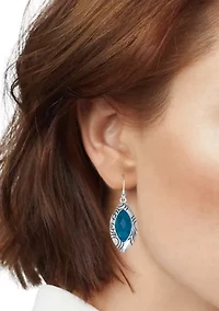 Blue Oval Drop Earrings