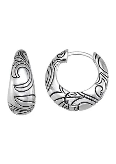 Silver Tone Huggie Earrings