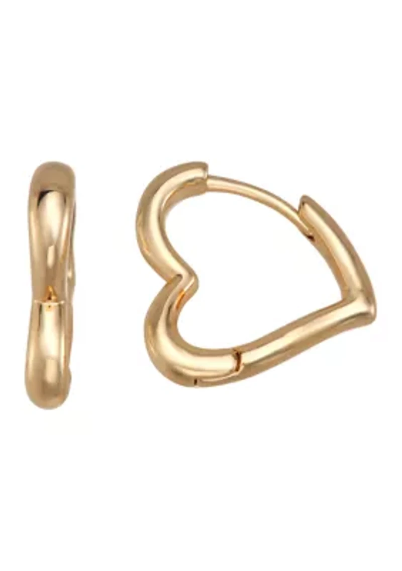 Gold-Tone Heart Huggie Earrings