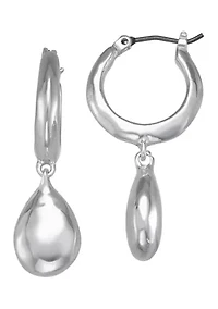 Hammered Hoop Drop Earrings