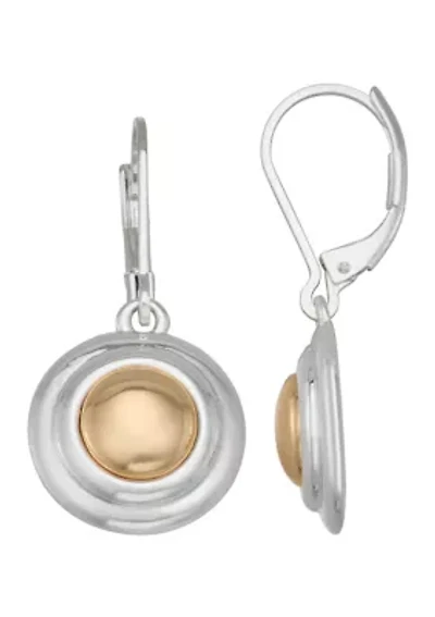 Two Tone Mixed Piece Drop Earrings