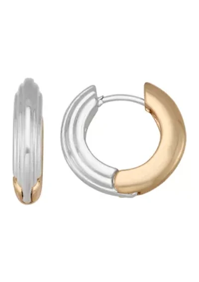 Two Tone Click Hoop Earrings