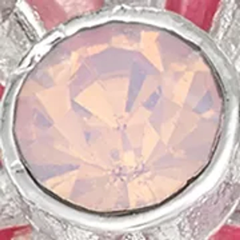 Silver Tone Pink Flower Key Drop Earrings