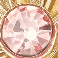 Silver Tone Pink Flower Key Drop Earrings