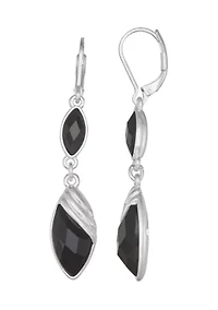 Double Drop Silver Tone Earrings
