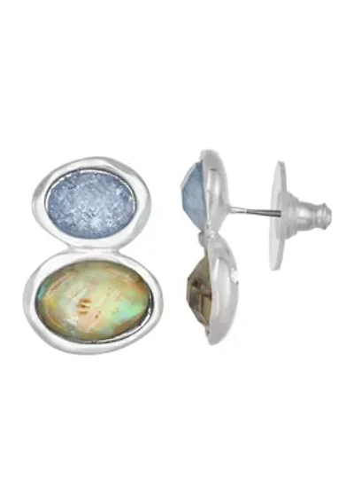 Silver Tone Ocean Abalone Single Drop Earrings