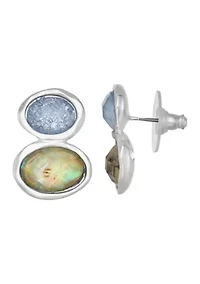 Silver Tone Ocean Abalone Single Drop Earrings