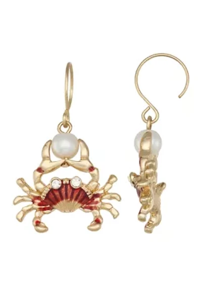 Red Crab Drop Earrings
