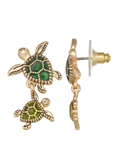  Green Turtle Double Drop Earrings