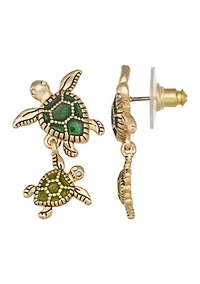  Green Turtle Double Drop Earrings